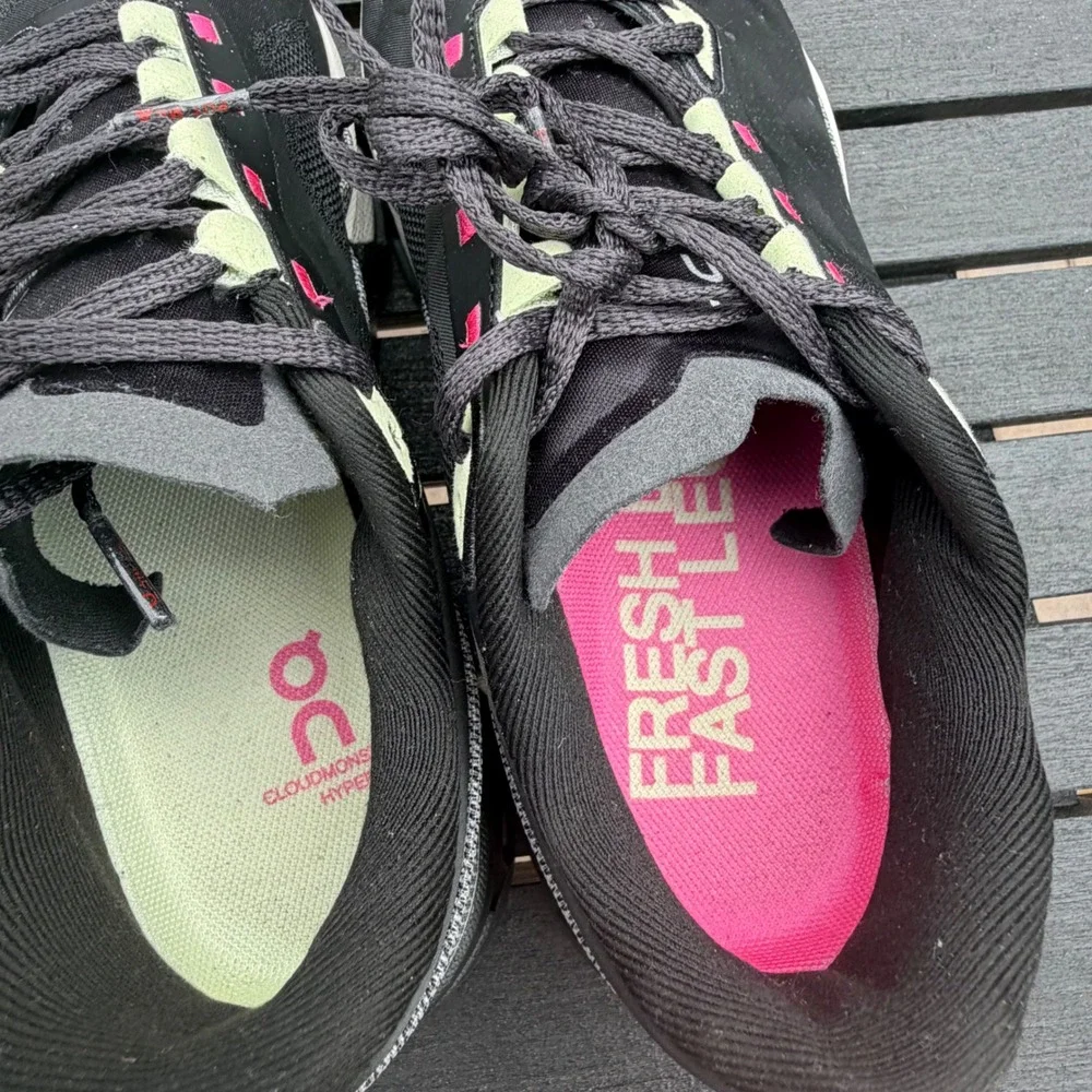 On Cloudmonster Hyper Black Mint  Women's Size 8 Sneakers Running Max Cushion - Picture 5 of 11